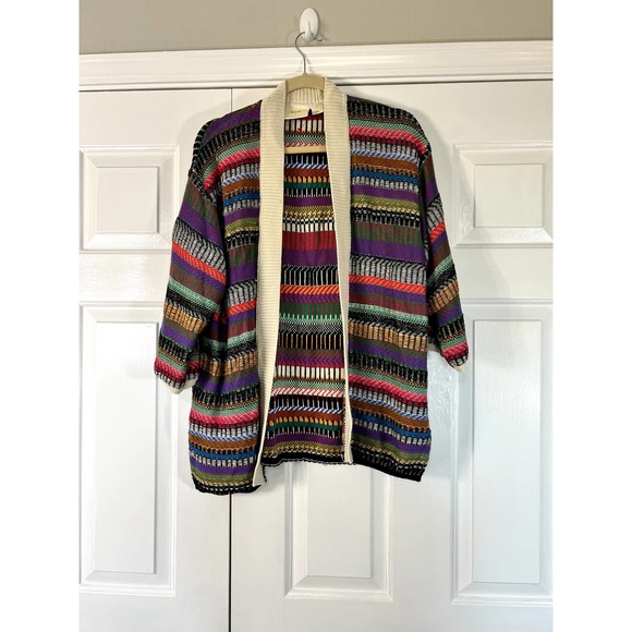 Maeve by Anthropologie rainbow stripe open front oversize cardigan - Picture 1 of 5